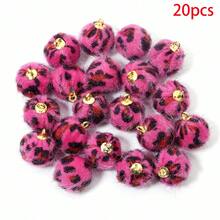 20个/包豹纹仿毛皮绒球吊坠，适用于DIY耳环、项链、手工珠宝配件、手机挂绳、钥匙扣以及服装/包包装饰 - 豹紋款 - 查看 9