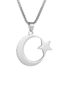 1件新款时尚月亮星星不锈钢吊坠，男女皆宜，气质项链，嘻哈朋克派对饰品，护身符，生日礼物 - 時尚 - 查看 7