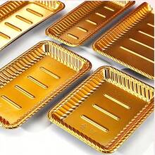 10个金色长方形食品容器，带透明盖，4种尺寸可选，适用于开胃菜、寿司、糕点和外卖，也可用于露营、派对、朋友聚会、家庭聚餐等场合。 - 彩色 - 查看 3