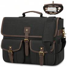 NEWHEY Canvas Messenger Bag Men 17.3 Inch Laptop Bag Waterproof Computer Briefcase Retro Satchel Bag Large Shoulder Bag - Multicolor - View 11