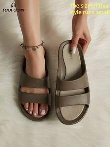 luofu 新款罗浮品牌女士夏季时尚拖鞋，舒适橡胶中底户外休闲人字拖，防滑沙滩家居拖鞋 - 深卡其 - 查看 10