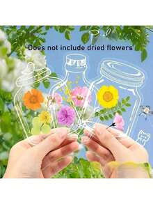 100/80/60/40/20/5/1入 青少年花瓣乾燥花透明書籤，乾燥花書籤套組（不含乾燥花），適合戶外手工DIY書籤、手工書籤、書籍與禮品，收集春夏秋花卉印花遊戲，適合與朋友、同學和伴侶一起玩 - 隨機款 - 查看 5