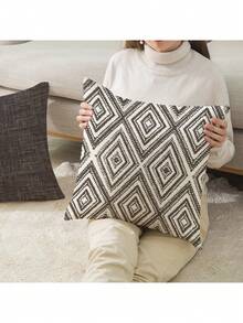 2 件装装饰枕套，波西米亚几何图案抱枕套，100% 低过敏性聚酯纤维，复古亚麻材质，隐形拉链，可机洗，简约时尚线条设计，家居装饰抱枕套，适用于沙发、客厅、卧室，不含枕芯 - 深海鷗灰 - 查看 5