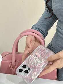 1pc Pink Castle Shaped Magnetic Telescopic Phone Holder, Girly Style, Thoughtful Gift For Girlfriend, Family And Colleagues - Pink Castle - View 4