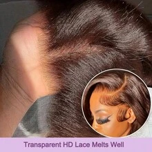 34 Inch #4 Brown Body Wave 13x4 HD Transparent Lace Front Human Blended Hair Wig For Women - 200% Density Glueless Pre Plucked Realistic Natural Hairline Daily Wear Wig - Brown - View 5