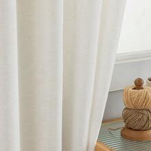 Ivory 132 Inch Linen Curtains For High Ceiling Living Room Privacy Extra Long Back Tab Cream Semi Sheer Curtain Drapes For Bedroom Hotel Loft Tall Windows Sliding Door 11 FT (1 Panel, W52xL132) - Natural - 查看 6