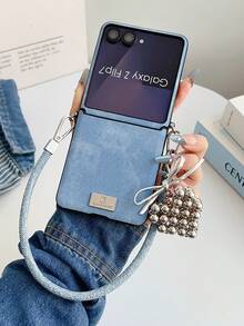 1 pieza Llavero, Cordón para el cuello con hebilla lateral de mezclilla y funda de teléfono de diseño de mano compatible con Samsung Galaxy Z Flip3, Flip4, Flip5, Flip6, Flip7FE - Multicolor - Ver 7