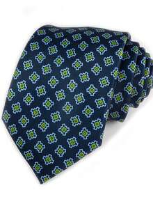 Exclusive Design Luxury Men's Digital Print Tie - Navy Blue With White And Beige Geometric Pattern, Super Fine Fiber, Woven Texture, Suitable For Thanksgiving, Father's Day And Campus Events - Multicolor - View 42