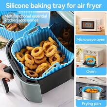 方形空气炸锅内衬垫 | 加厚硅胶烘焙垫托盘，不粘，易清洁，适用于 3-8 夸脱空气炸锅 - 彩色 - 查看 9