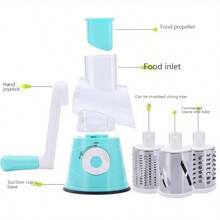 Nirva 可拆卸易清洗多功能蔬菜切片器：配备多片不锈钢刀片，360°旋转手柄，可拆卸清洗（不留残渣）。刀片锋利耐用，适合初学者，切割高效，方便烹饪准备。 - 薄荷藍 - 查看 8