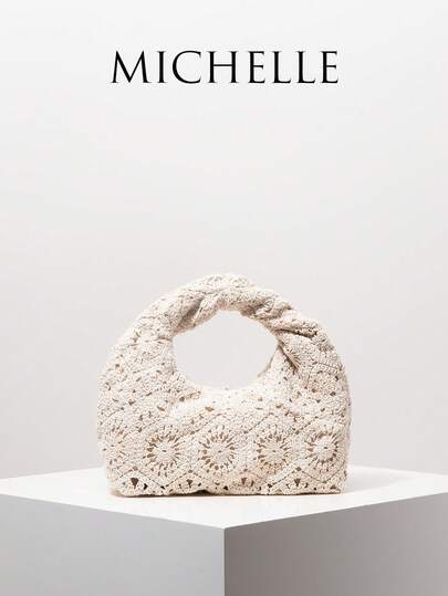 Floral Bohemian Style Summer Beach Bag, Travel Essential, Women's Vacation Outfit Crochet Set, Elegant Women's Wallet, Women's Gift, Valentine's Day (Random Pattern)