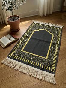 1pc Portable Prayer Mat With Tassels | Soft & Washable, Elegant Floral Pattern, Vintage Lace, Extra Large Size, For Religious Worship - Multicolor - View 9