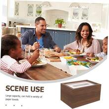 Elegant Faux Wood Tissue Box, Acrylic Dustproof Cover, Home/Restaurant/Living Room Paper Towel Holder - Multicolor - View 2