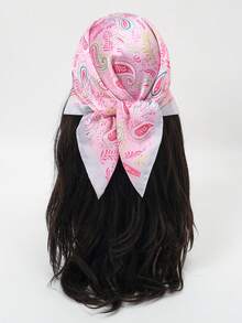 1pc Cashew Flower Print Fresh Fashion Bandana Scarf, Women Headband Square Scarf - Multicolor - View 9