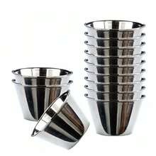 OISE ART STORE Set 12 Pezzi Mini Stampi In Acciaio Inox Per Budini Dolci Dimensione 9 Cm - - Multicolore - Visualizzare 1