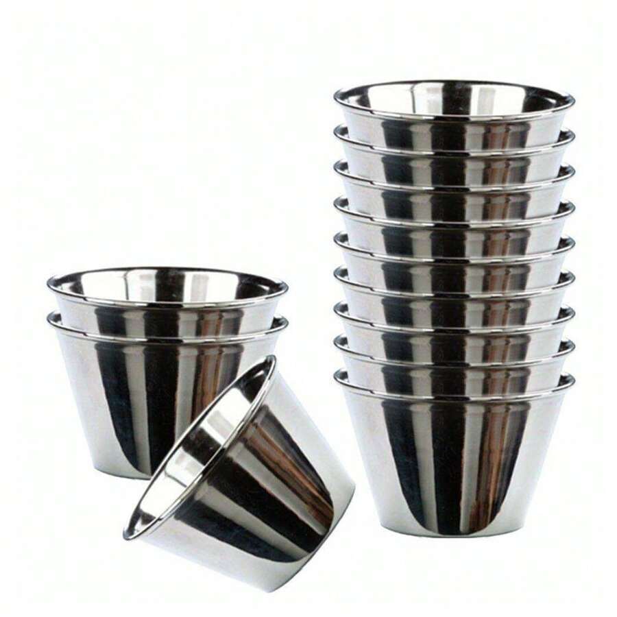 OISE ART STORE Set 12 Pezzi Mini Stampi In Acciaio Inox Per Budini Dolci Dimensione 9 Cm - - Multicolore - Visualizzare 1