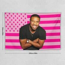 1PC Actor Michael B Jordans Printed American Flag Decorative Tapestry, Patriotic Star Spangled Banner Design, Album Tapestry, Suitable For Horizontal Wall Hanging In Bedroom, Dormitory, And Living Room, Easy To Hang, Ideal Holiday Gift For Teenagers, Dormitory Room Accessories - 1PC - 查看 11