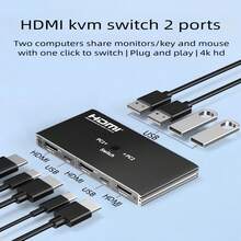 KVM 2 In 1 Out Switch HDTV 2.0 Interface, Two Computers Share One Set Of Mouse, Keyboard, Monitor 4K Ultra Clear Picture Quality, Retroward Compatible HDTV 2 In One Out Seamless Switch - KVM 2進1出切換器 - 查看 4