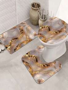 1/2/4/6 Piece Bathroom Shower Curtain Set (With 12 Hooks), Toilet Seat Cover, Rug, 2 Super Soft Bath Towels, Quick Dry Hand Towels, Towels, Kitchen Dish Cloths, Bathroom Accessories (Open) - Multicolor - View 8