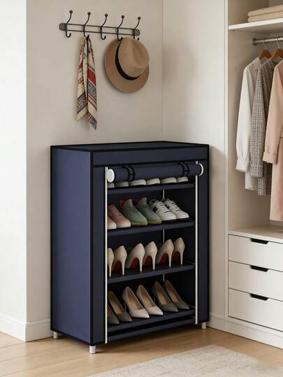 4/5-stufiges Schuhgestell, kann 12/15 Paar Schuhe aufnehmen - leichtes Design, mit Vliesstoff-Bezug, platzsparender Organizer, geeignet für Eingangsbereiche, Schränke, Schlafzimmer, Büros - leicht zu bewegen, ohne Montage, Schuhorganizer, Schrankorga nisation, modernes Aussehen, stabile Struktur, minimalistisches Design