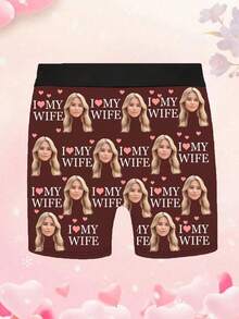 1-Piece Custom Face Underwear Personalized Men's Underwear, Custom Pictures, Underwear With Photos, Custom Face Underwear, Boyfriend Husband Gifts, Men Customized, Winter, Personalized Gifts, Anniversaries, Holidays, Ideal Gift For Boyfriend Bedroom, Living Room - Redwood - View 5