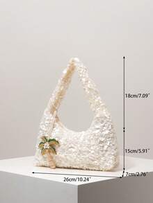 亮片单肩包、包包配件、女士手提包、亮片包、派对礼服、舞会包及配件、婚礼用品、优雅女士钱包、女士礼物、情人节（随机图案） - 米色 - 查看 7