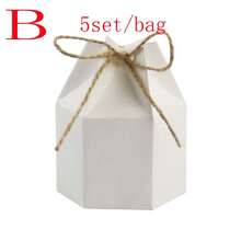 50个/包（50个牛皮纸盒+50根麻绳）六边形牛皮纸盒，适用于包装糖果、巧克力、饼干、派对小礼物、节日、生日、婚礼礼品等。 - 彩色 - 查看 12