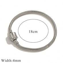 1 Piece Of 304 Stainless Steel Large Hole Bead DIY Bracelet That Can Be Opened, Snake Chain, Bead Wearing Bracelet, 18cm Accessory Bracelet - Silver - View 10