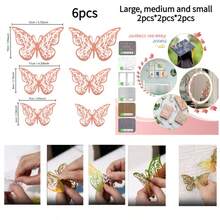 36片3D蝴蝶墙贴，3种尺寸，蝴蝶装饰，适用于派对、礼物、花束、蛋糕装饰、插花、房间装饰（粉色，H型胶随机） - 粉色 - 查看 14