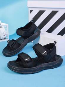 1双男士时尚夏季凉鞋，新款简约防滑透气鞋，耐穿沙滩鞋 - 黑色 - 查看 10