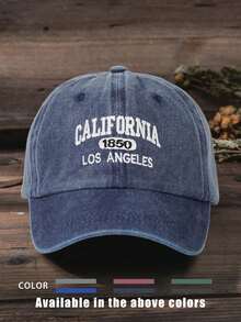 1pc/2pcs Embroidered CALIFORNIA 1685 LOS ANGELES Washed Baseball Cap, Outdoor Adjustable Sun Protection Casual Hat, Suitable For Spring/Autumn Travel, Beach Vacation, Y2K Style Youth Hat - Baseball Cap - View 10