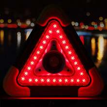 Triángulo de emergencia automotriz, recargable solar/USB, multifunción con linterna y capacidad de cargar móvil, ideal para campamentos y reparaciones nocturnas - A - Ver 8