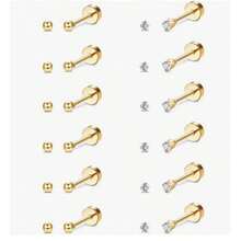 12 Đôi Khuyên Tai Nhỏ Dẹt Mặt Sau Cho Nam Nữ, Khuyên Tai Đinh Tán Bằng Thép Không Gỉ, Không Gây Dị Ứng, Đính Đá Cubic Zirconia, Khuyên Tai Đinh Tán Hình Cầu, Khuyên Tai Đinh Tán Sụn 2mm, Phụ Kiện Bikini Đi Biển Mùa Hè, Phụ Kiện Trang Phục Hấp Dẫn, Phụ Kiện Váy Cưới - Trang Sức Đa Năng Hoàn Hảo Để Đeo Khi Bơi, Tắm, Tập Thể Dục, Tuyệt Vời Cho Ngày Valentine, Sinh Nhật, Ngày của Mẹ và Những Món Quà Bất Ngờ Trong Kỳ Nghỉ. - Nhiều màu - Xem 8