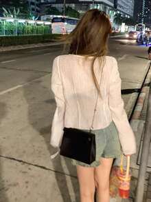 轻薄透气系带开衫衬衫，女士透气外套上衣，春秋季 - 白色 - 查看 5