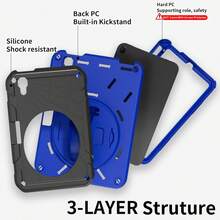 Kids Tablet 1pc, Protective Case For Mini 7 A17 Pro 2024/ Mini 6 2021 8.3-Inch, With Pencil Slot, 360-Degree Rotating Stand, And Handle, Compatible With 7th/6th Generation Mini, Red/Blue - Ice Blue + - View 4