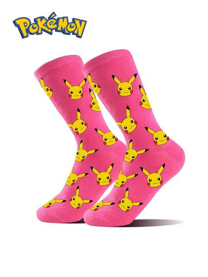  Pokemon 1/3/5 Pairs Cute Cartoon Print Breathable Soft Mid-Calf Socks, Reinforced Heel And Toe For Durability, Unisex For All Seasons