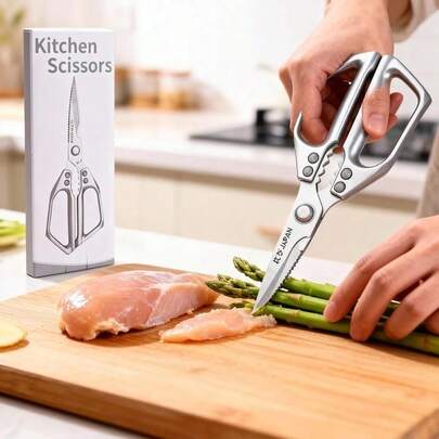 1pcs Stainless Steel Kitchen Shears, Heavy Duty Scissor, Multifunctional Kitchen Scissors, Chicken Bone Cutter, Meat Scissors, Household Kitchen Tools