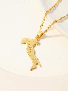 1pc Elegant & Unique Map Pendant Necklace, Suitable For Daily Wear, Family & Friends, Fashion Jewelry Gift - Multicolor - View 14