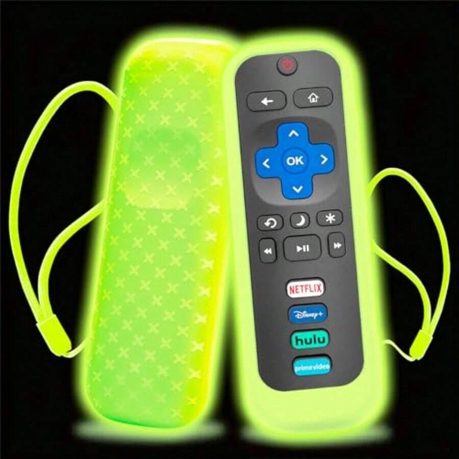 Case For  Roku TV RC280 Remote Battery Cover For Hisense Roku Remote Replacement Silicone Universal Sleeve Skin Glow In The Dark Green - Xanh lục phát sáng - Xem 1