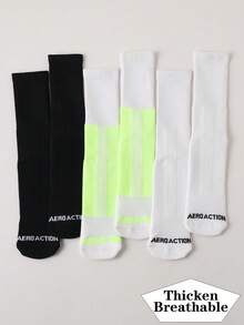 1双防滑点状抓地压缩足球袜，中筒防滑训练袜，透气专业比赛运动袜，加厚毛圈内衬，男女通用，秋季款 - 彩色 - 查看 5