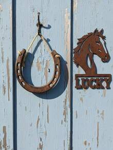 1个/2个/5个手工铸铁马蹄铁装饰品，含安装配件，马年吉祥物，适合新娘和婚礼宾客，乡村风格墙面装饰，适用于客厅和花园 - 彩色 - 查看 9