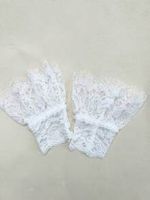 1Pair Lace Wrist Cuffs With Elastic, Decorative Fingerless Gloves For Spring Autumn Halloween - Multicolor - View 7