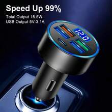 Bộ sạc nhanh điện thoại trên ô tô 4 chiếc đa cổng (USB-C + USB-A) với màn hình LED hiển thị điện áp – Tương thích với các thiết bị di động Apple, điện thoại thông minh và máy tính bảng | Bộ sạc xe hơi nhỏ gọn với chức năng bảo vệ quá tải, quà tặng ngày Valentine - Một cỡ - Xem 6