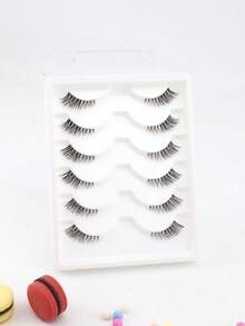 6 Pairs Natural Half-Eye Fox Eye Cat Hair 3D Fluffy Curly Elongated Invisible Transparent Stem Comfortable Lightweight Beginner Wear False Eyelashes - Half Eyelashes - View 9