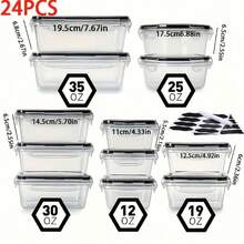 12/24/48pc Large Capacity Sealed Food Storage Container With Lid (12/24/48 Containers And 12/24/48 Lids), Plastic Storage And Meal Preparation Container, Stackable, Tissue And Storage Kit, Lunch Container - Gói 24 chiếc - Xem 7