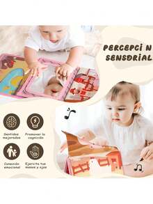 Espejo y Libro Sensorial para Bebe - Libro de Texturas para Bebe - Juguetes Sensoriales - Juguetes para Bebe de 0 a 6 Meses - Libro de Tela para Niños - Estimulacion Temprana para (Rosa),40986019 - Multicolor - Ver 2