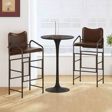 Bancos para Barra de Cocina, Juego de 2 Sillas Altas, Sillas para Barra con Cojín Mullido, Adecuado para Cocinas, Restaurantes y Bar, Banco Alto con Respaldo, Marrón - Negro - Ver 12