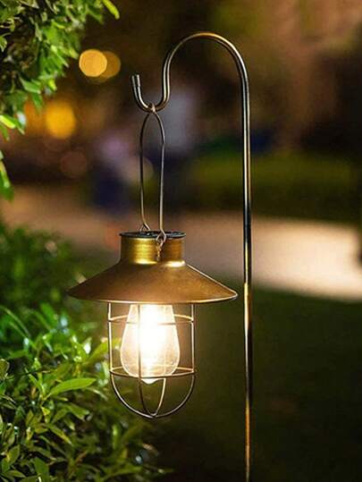 1pc Black Iron Detachable Outdoor Garden Decorative Shepherd Hook For Gardening Basket, Bird Feeder, Lamp Post Hanger