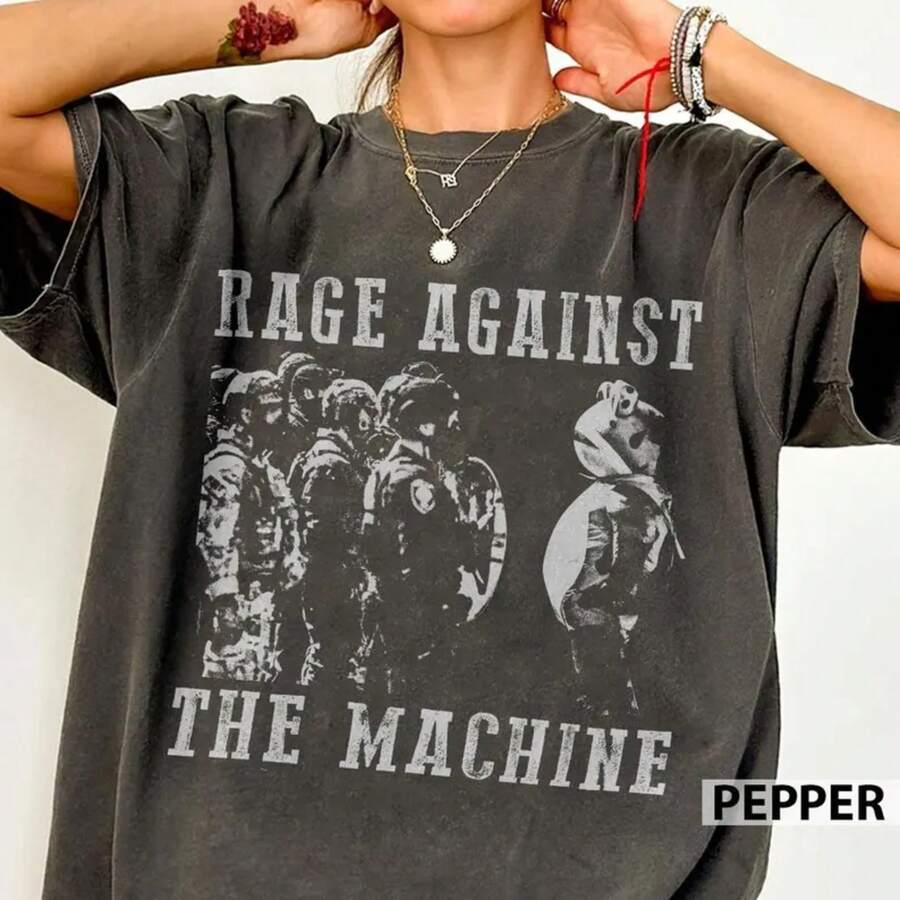 Camisa de Rana de Portland, Camisa de Color de Confort Resistente a la Rana de Rage Against The Machine - Blanco y negro(no personalizable) - Ver 1
