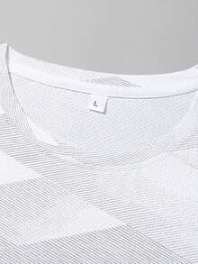 Men's Quick-Dry Breathable Geometric Texture Sports T-Shirt - White - View 6